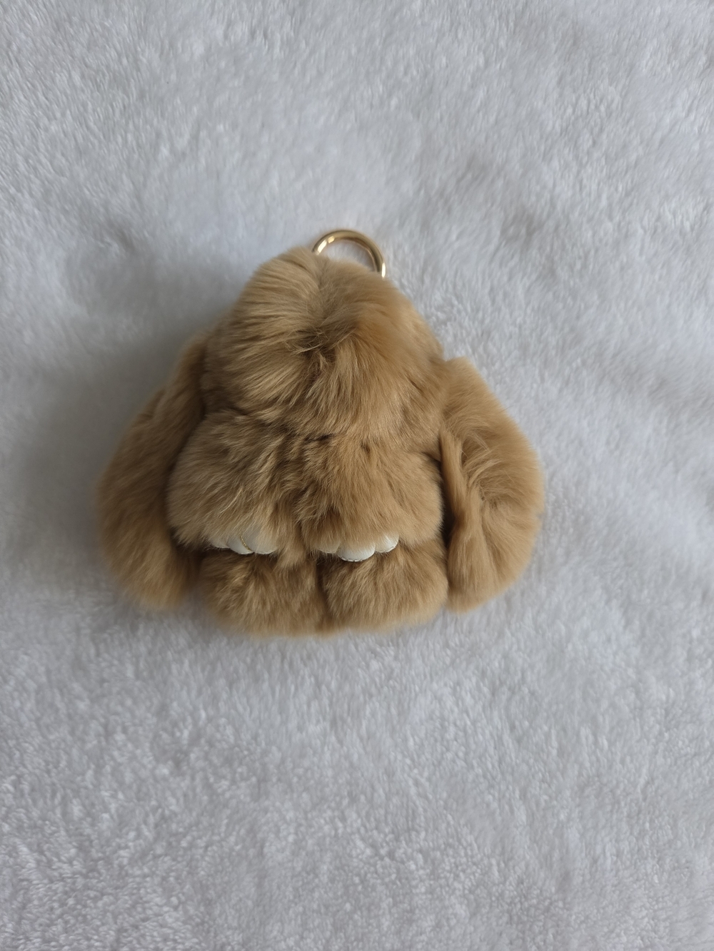 Plush Bunny Keychain Charm Brown Fluffy Bag Charm
